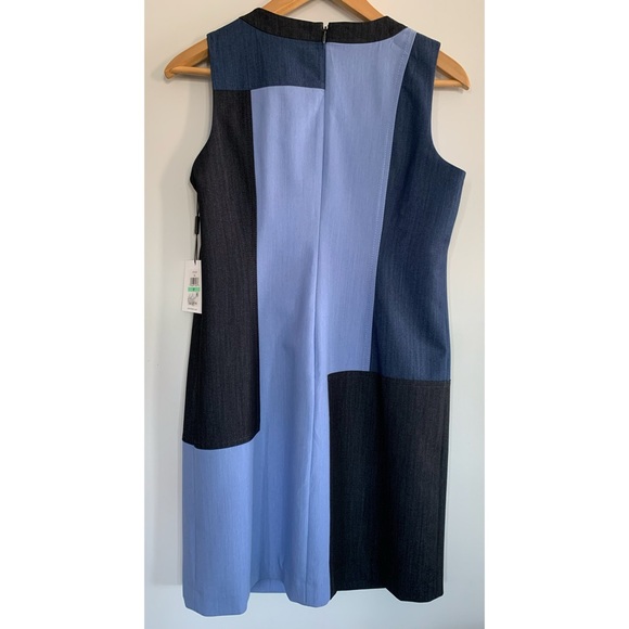 New with Tags Calvin Klein Blue Colour Block Sheath Dress Size 8P - Picture 8 of 17